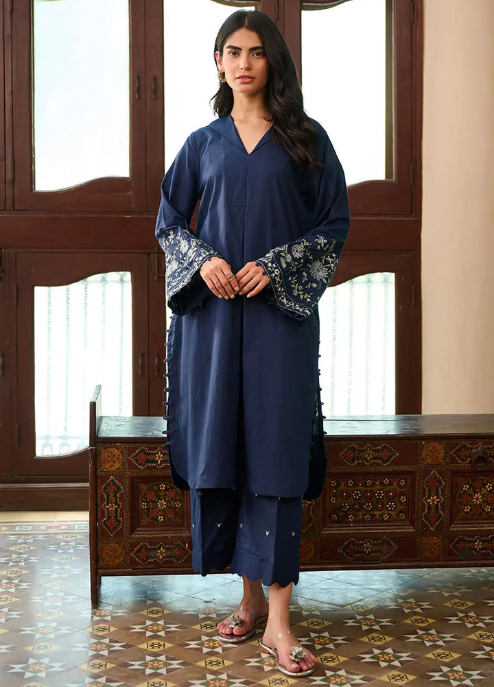 Dhanak Pret Embroidered Lawn 2 Piece Suit SS24DC-2328 Navy Blue