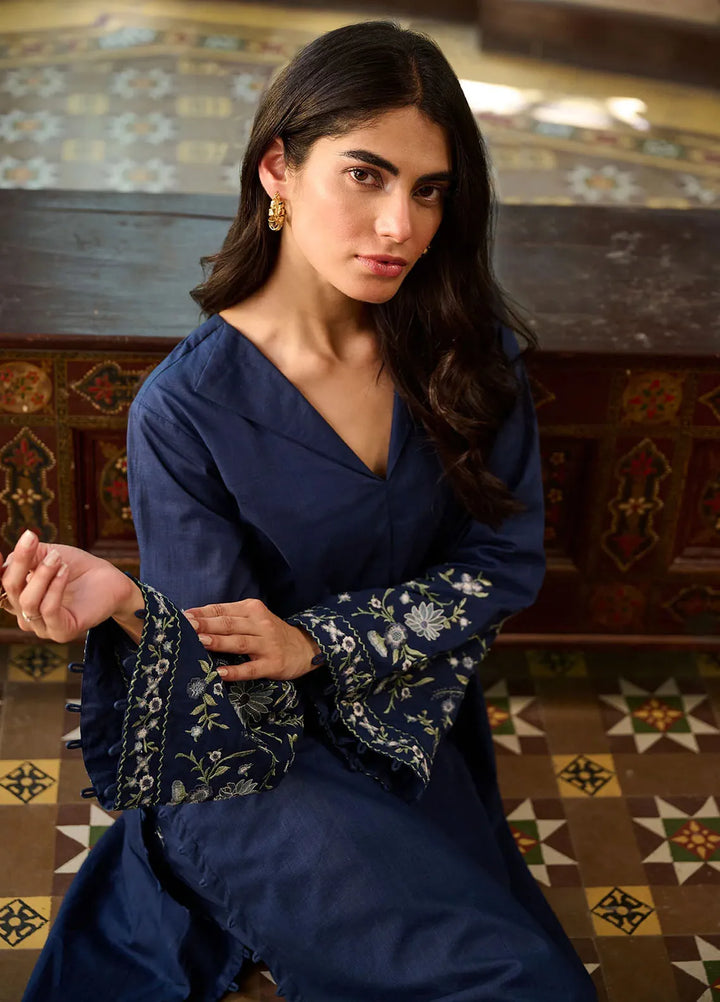 Dhanak Pret Embroidered Lawn 2 Piece Suit SS24DC-2328 Navy Blue