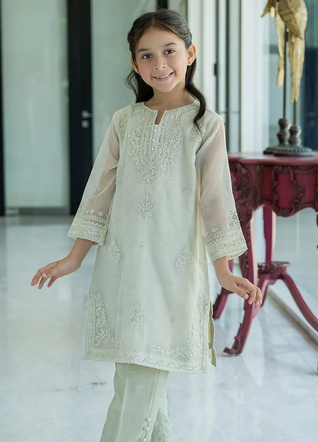 Dhanak Pret Embroidered Organza Net 2 Piece Suit SS24DK-0172