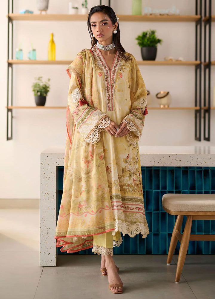 Dhanak Pret Embroidered Silk 2 Piece Suit SS24DA-2353 Yellow