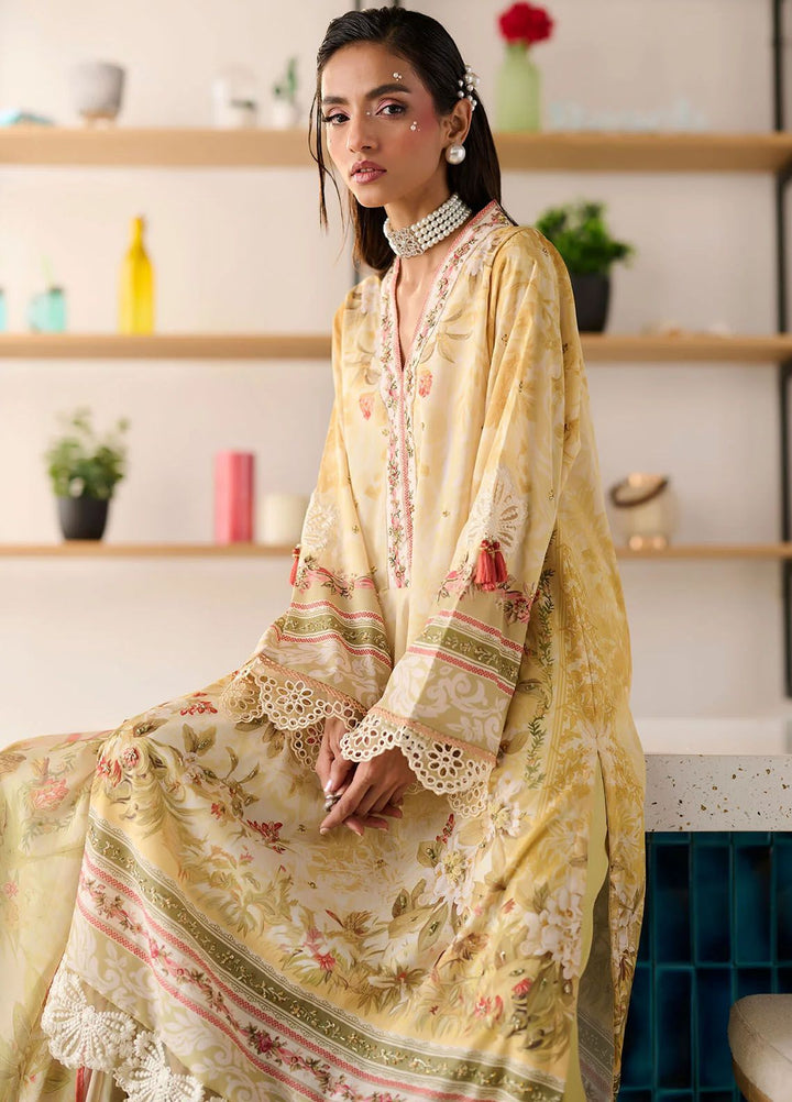 Dhanak Pret Embroidered Silk 2 Piece Suit SS24DA-2353 Yellow