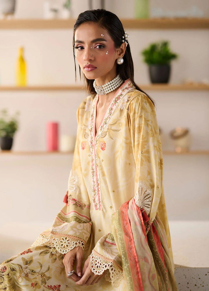 Dhanak Pret Embroidered Silk 2 Piece Suit SS24DA-2353 Yellow