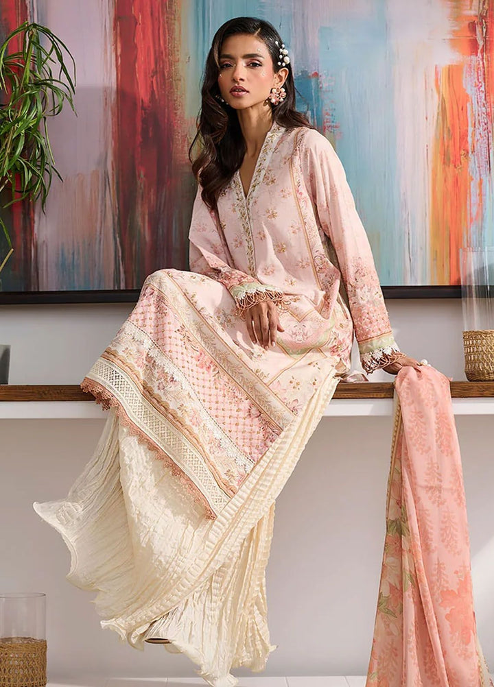 Dhanak Pret Embroidered Silk 2 Piece Suit SS24DA-2354 Peach
