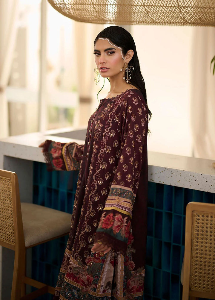 Dhanak Pret Embroidered Silk 2 Piece Suit SS24DA-2359 Brown