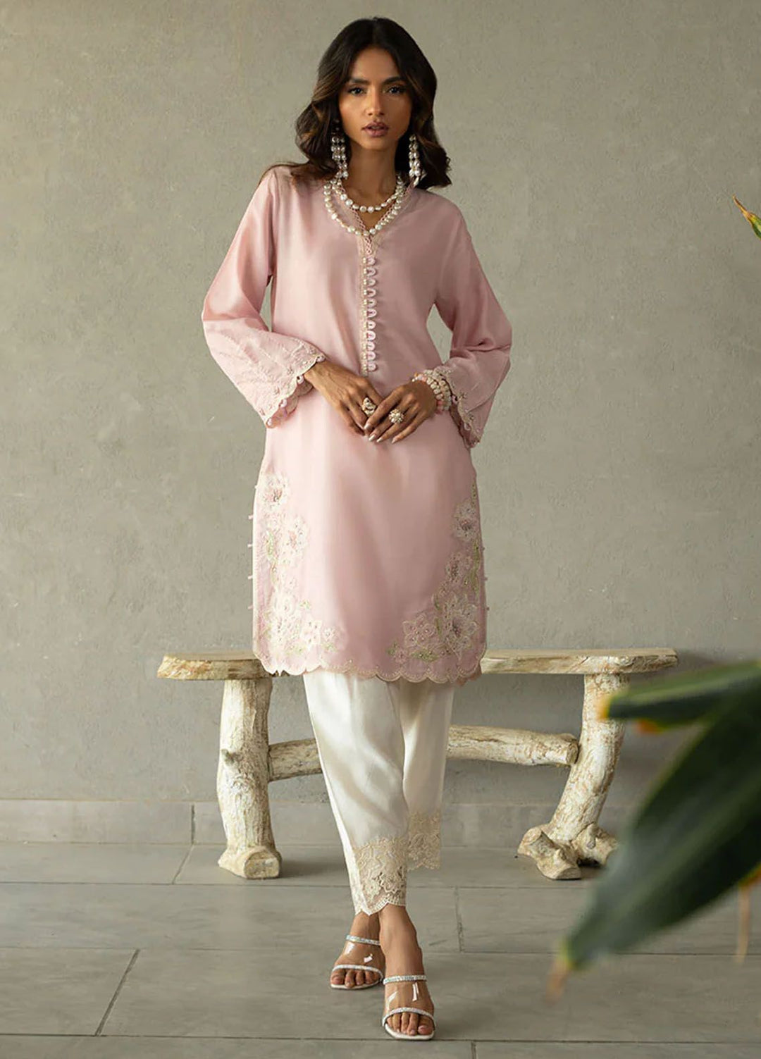 Dhanak Pret Embroidered Swiss Lawn 2 Piece Suit SS24DA-2297 LIGHT PINK
