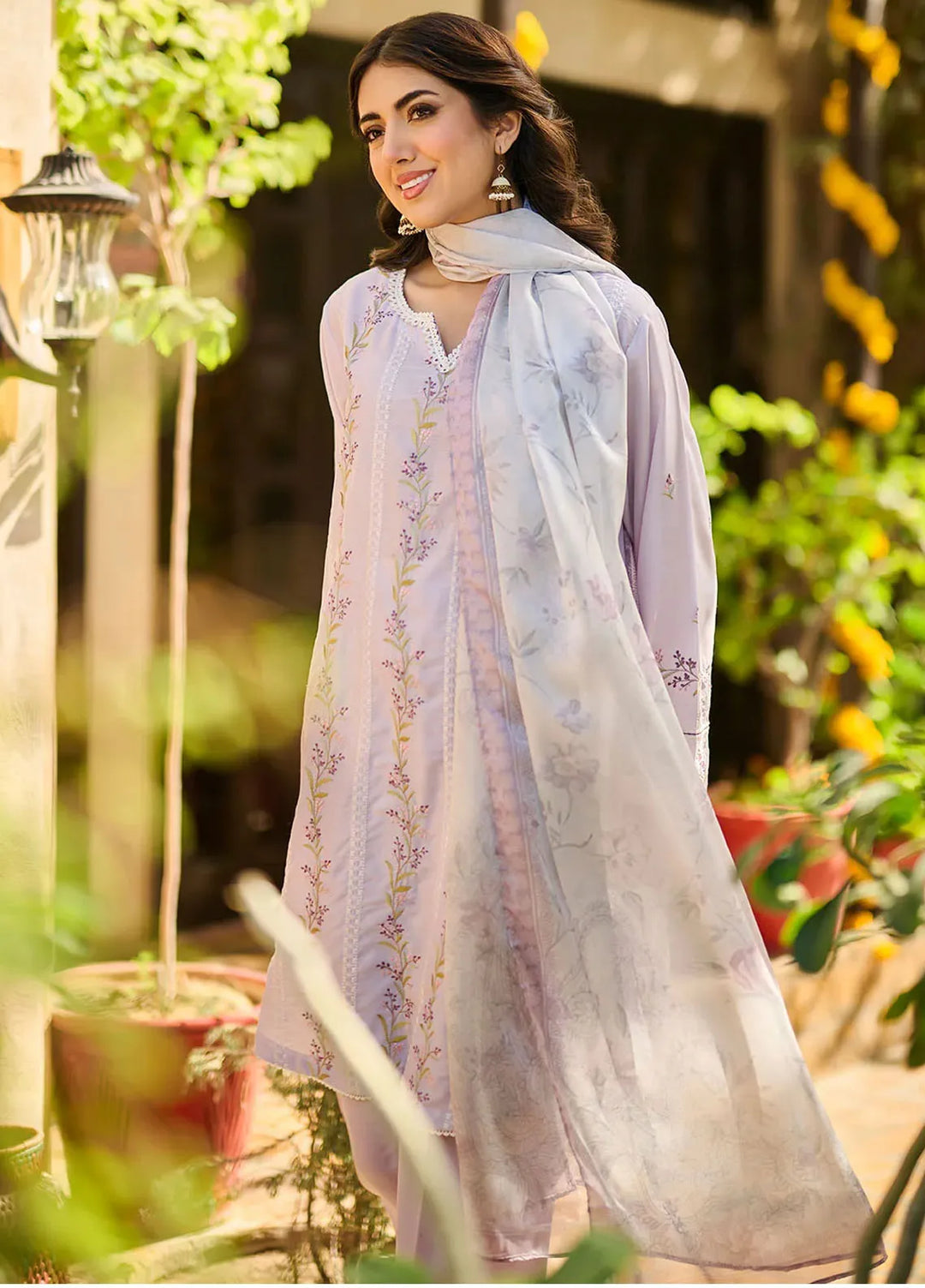 Dhanak Pret Embroidered Swiss Lawn 2 Piece Suit SS24DA-2395 Light Purple