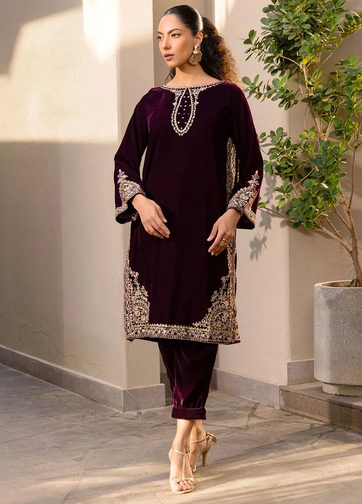 Dhanak Pret Embroidered Velvet 2 Piece Suit FW24DA-2604