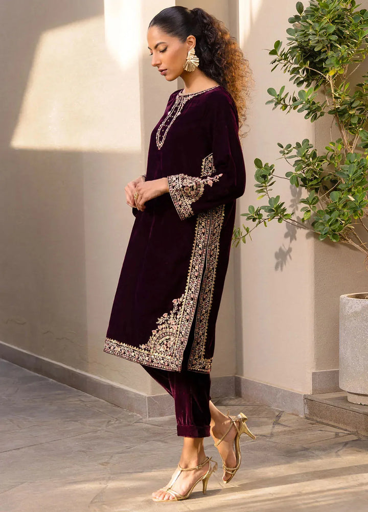 Dhanak Pret Embroidered Velvet 2 Piece Suit FW24DA-2604