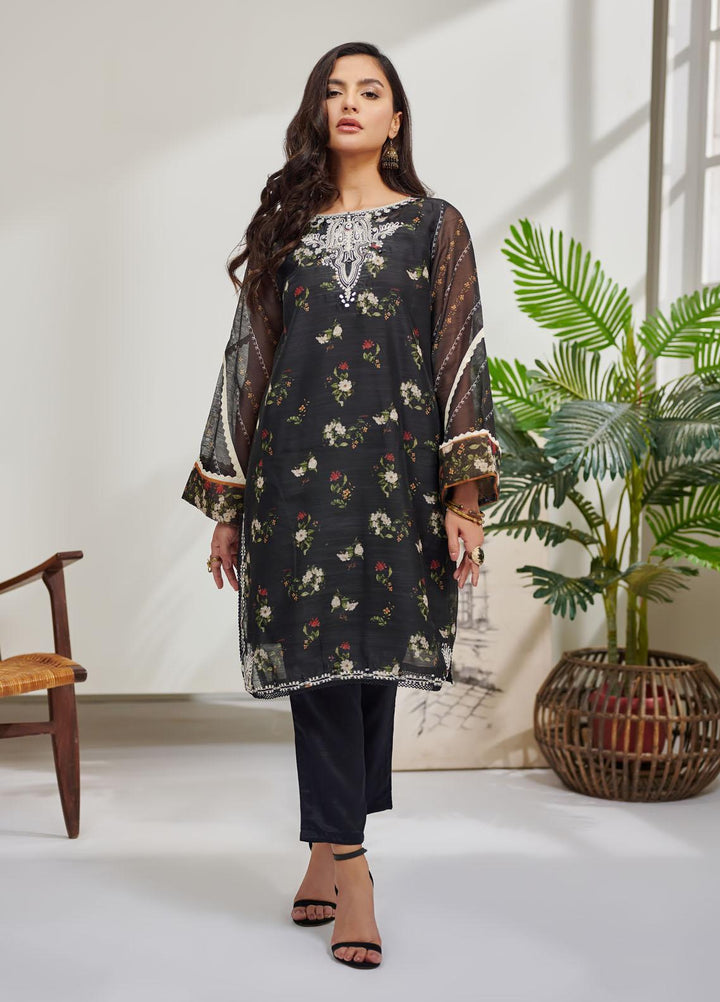 Dhanak Casual Pret Embroidered Silk 2 Piece Suit DC-0386 BLACK
