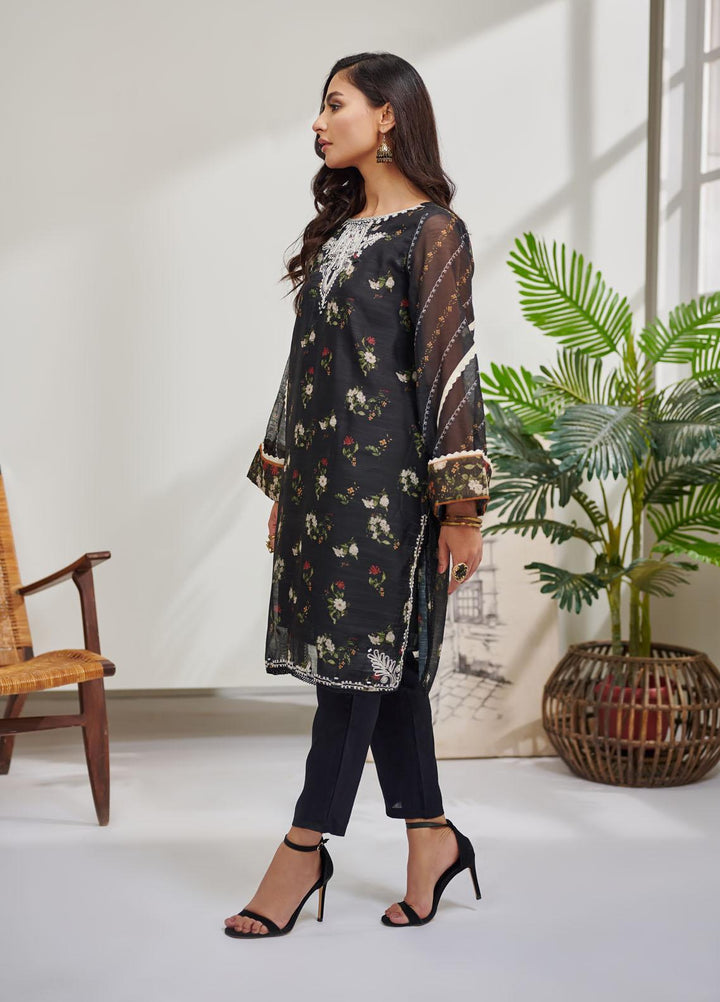 Dhanak Casual Pret Embroidered Silk 2 Piece Suit DC-0386 BLACK