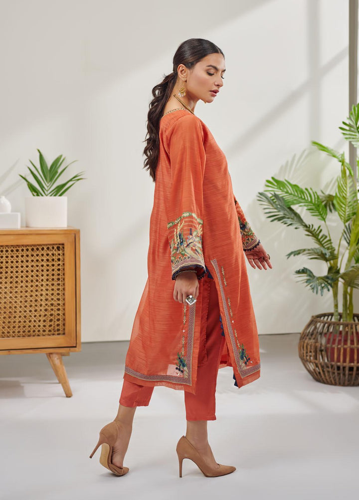 Dhanak Casual Pret Embroidered Silk 2 Piece Suit DC-0412 RUST