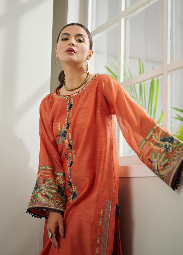 Dhanak Casual Pret Embroidered Silk 2 Piece Suit DC-0412 RUST
