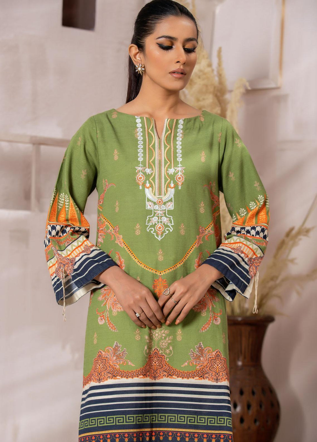 Dhanak Casual Pret  Khaddar Shirt DC-0405 GREEN