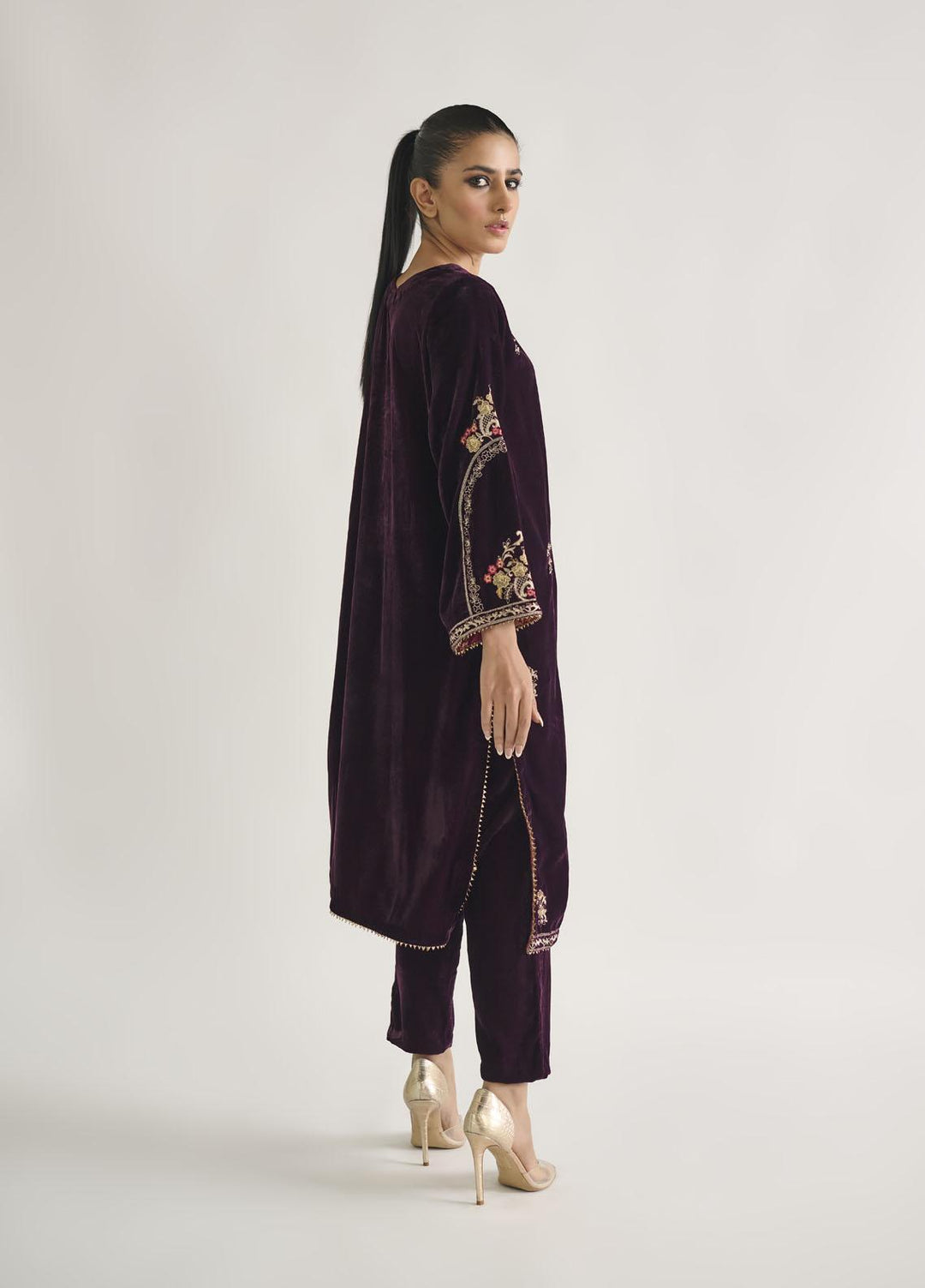 Dhanak Pret Embroidered Velvet 2 Piece Suit DA-2104 PURPLE