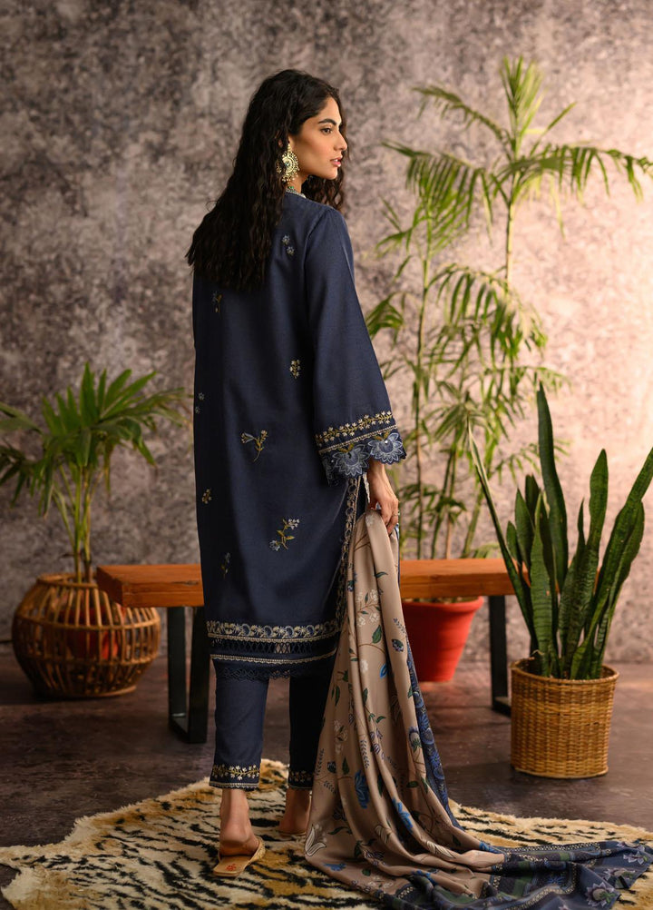 Dhanak Pret Embroidered Karandi 2 Piece Dress DC-3018 NAVY BLUE