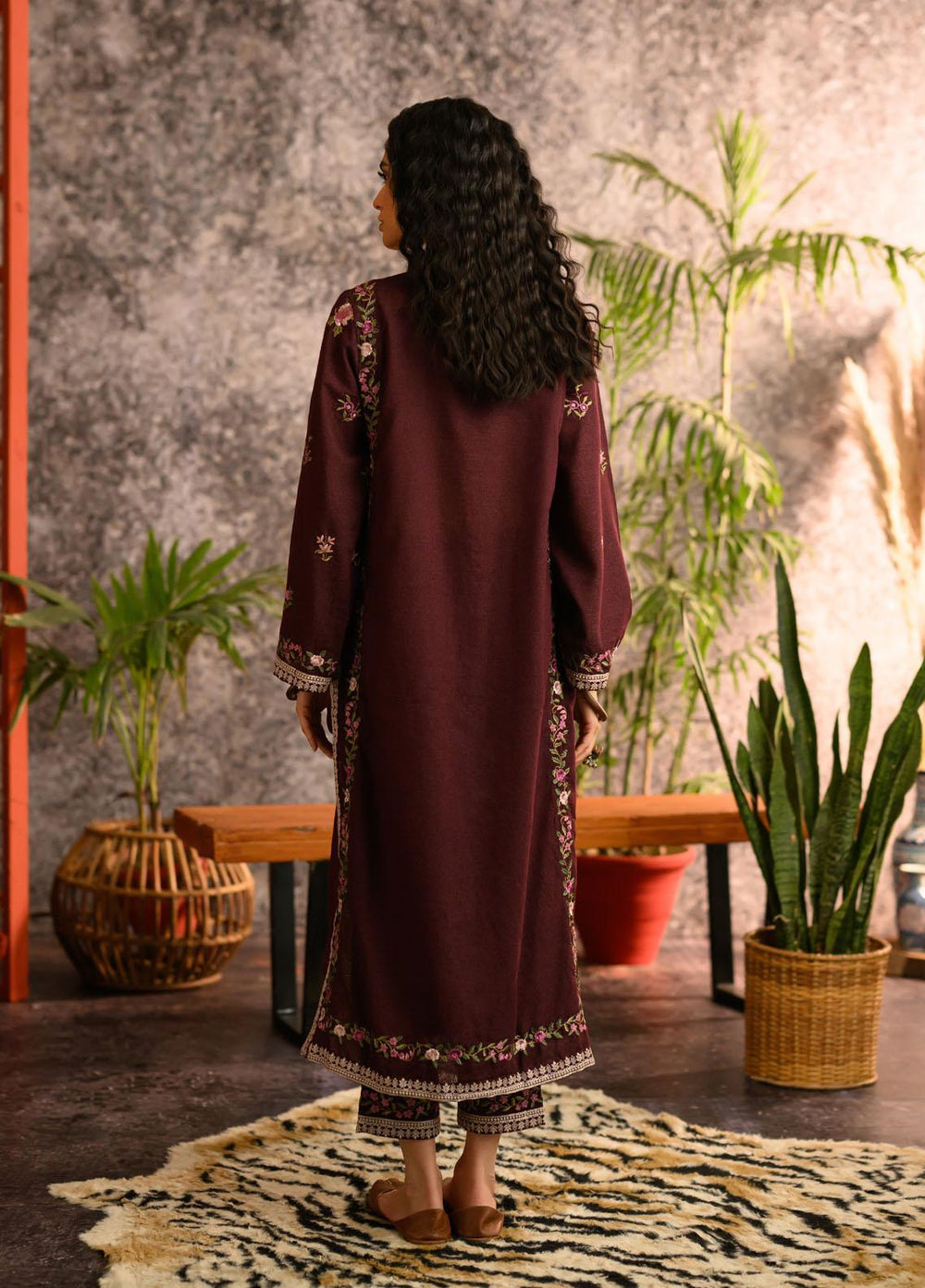 Dhanak Pret Embroidered Karandi 2 Piece Dress DC-2108 MAROON