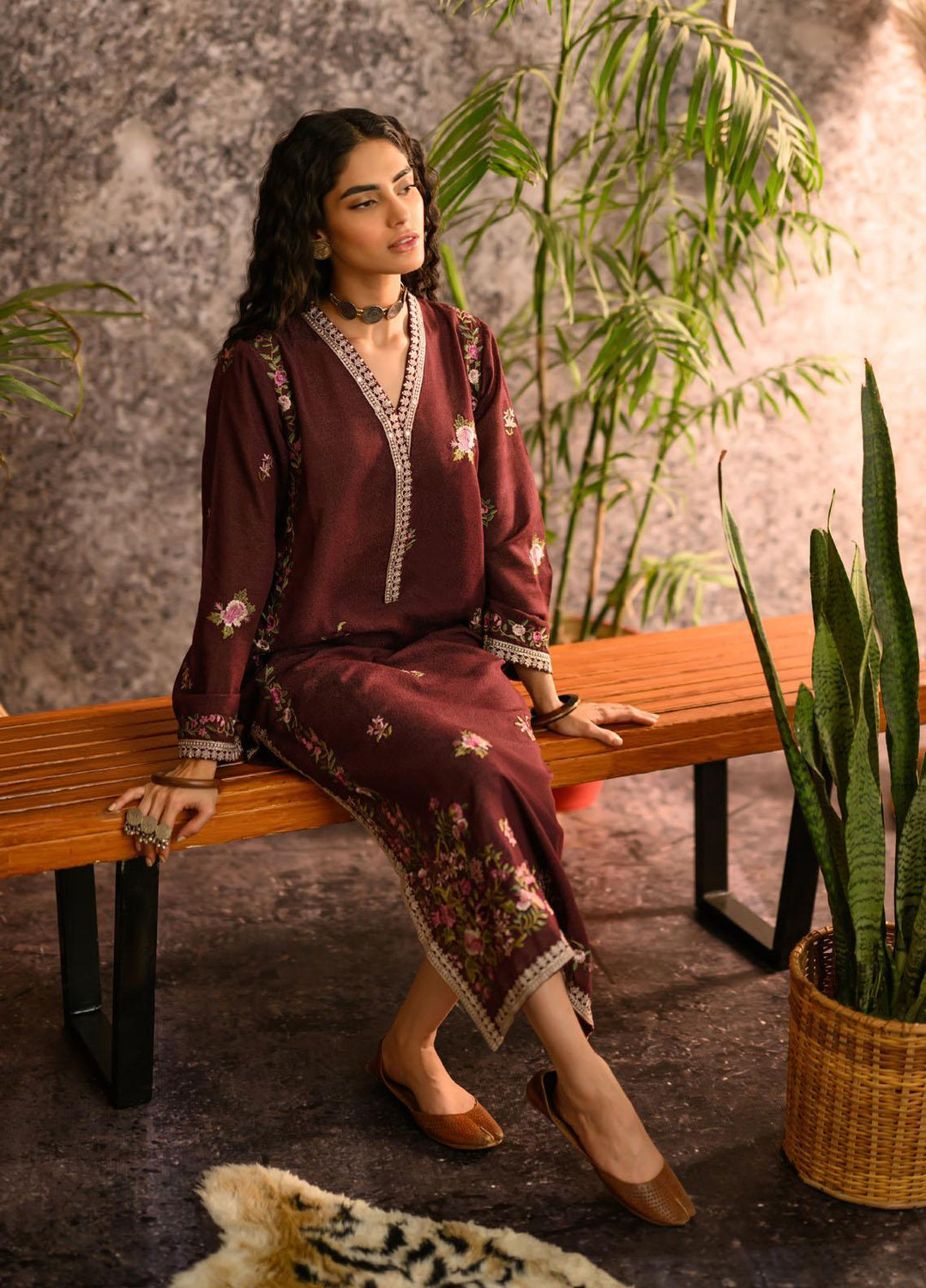 Dhanak Pret Embroidered Karandi 2 Piece Dress DC-2108 MAROON
