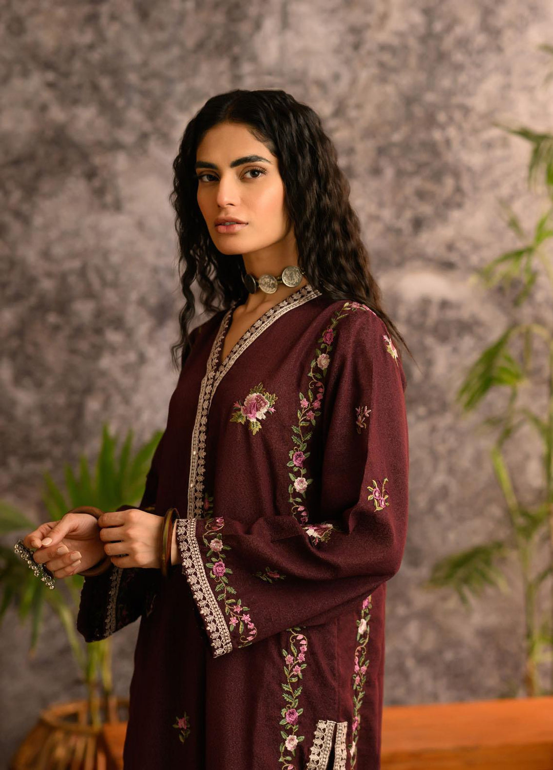 Dhanak Pret Embroidered Karandi 2 Piece Dress DC-2108 MAROON
