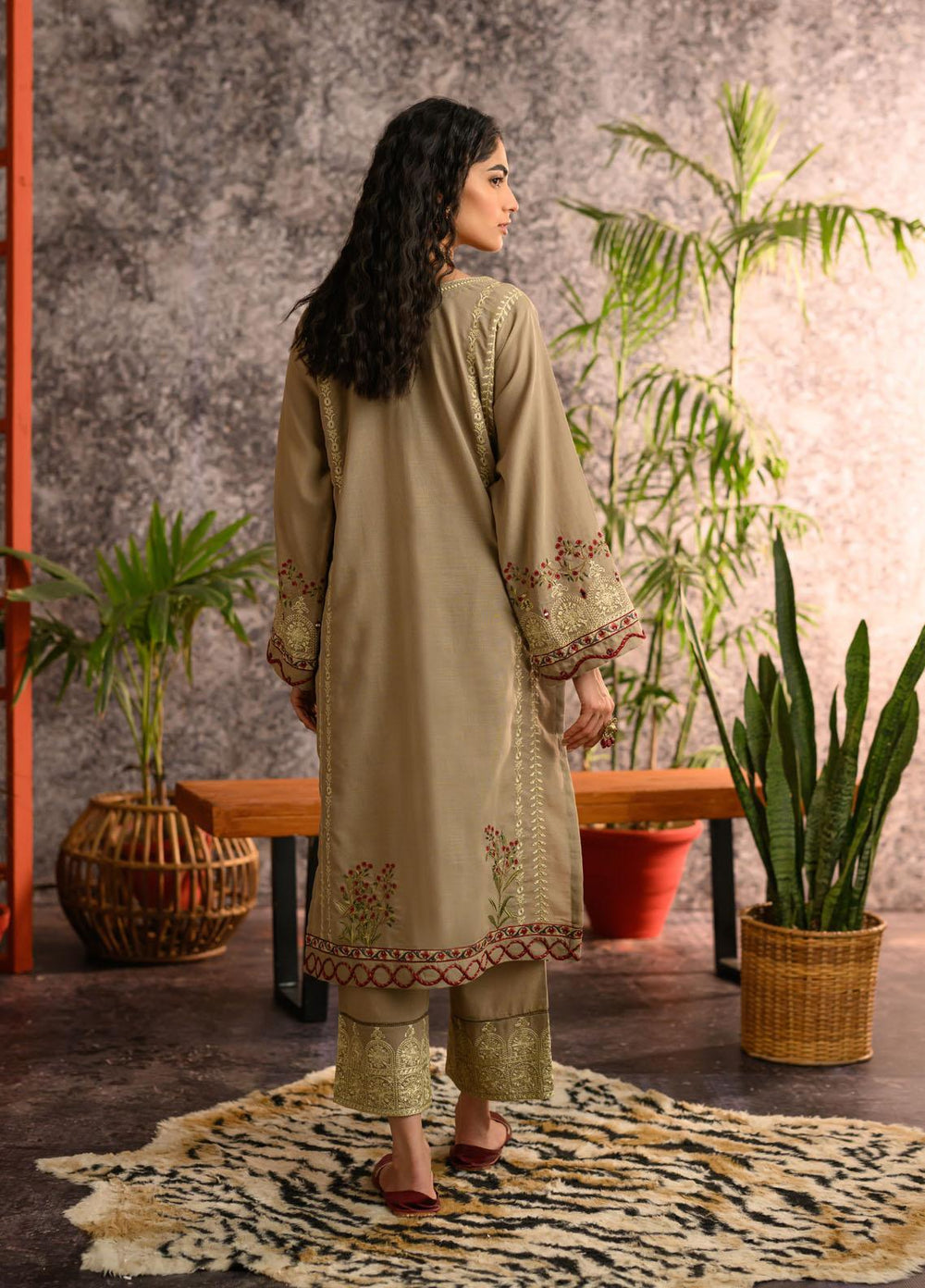 Dhanak Pret Embroidered Khaddar 2 Piece Dress DC-2107 BEIGE