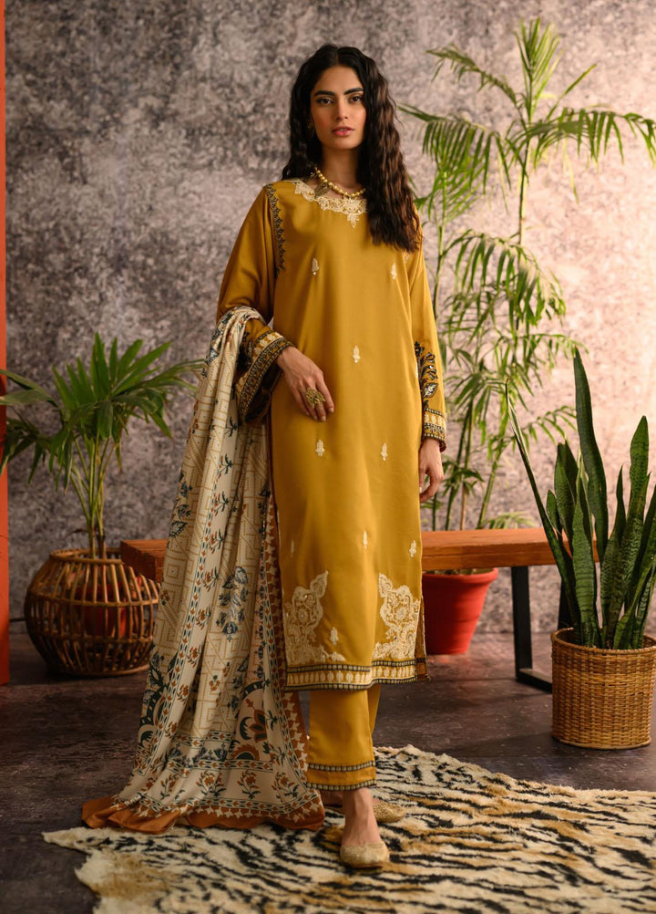 Dhanak Pret Embroidered Karandi 2 Piece Dress DC-2110 MUSTARD