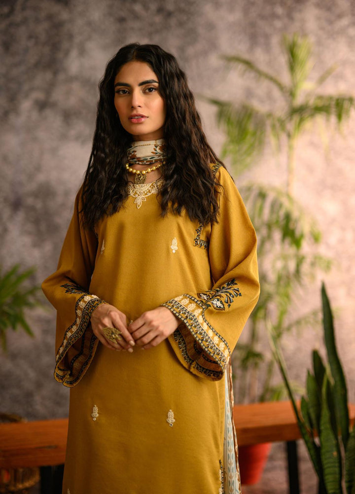 Dhanak Pret Embroidered Karandi 2 Piece Dress DC-2110 MUSTARD