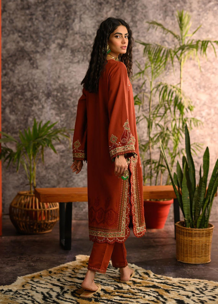 Dhanak Pret Embroidered Khaddar 2 Piece Dress DC-2112 RUST