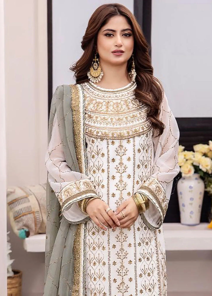 Dhanak Rang by Asim Jofa Embroidered Chiffon Unstitched Suit 3 Piece AJ24DR AJCF-17 - Festive Collection