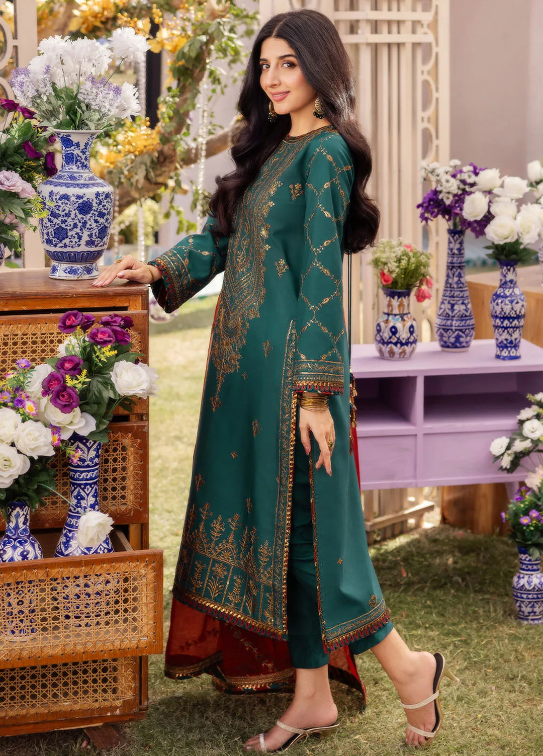 Dhanak Rang by Asim Jofa Embroidered Silk Unstitched Suit 3 Piece AJ24DR AJCF-23 - Festive Collection