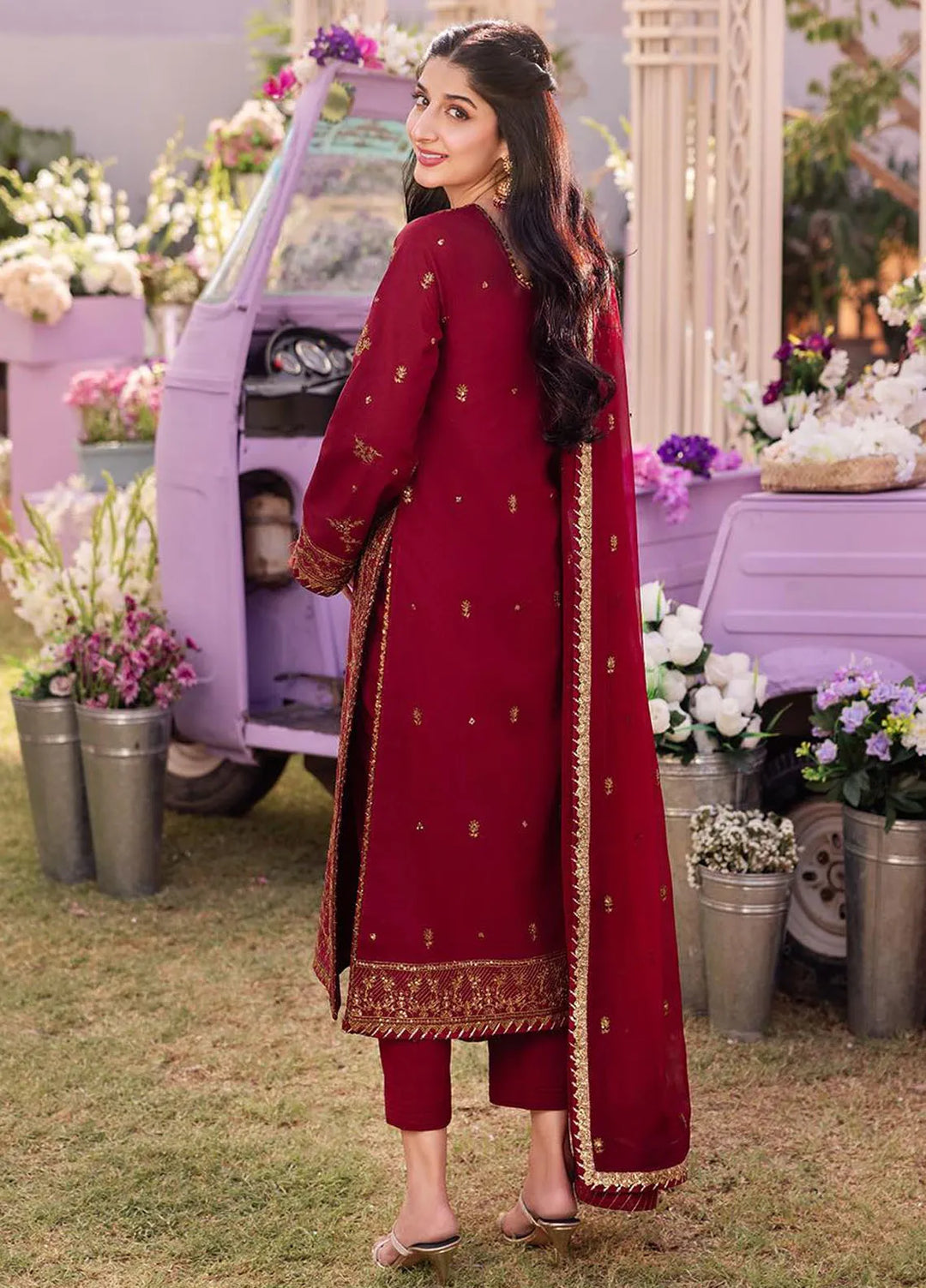 Dhanak Rang by Asim Jofa Embroidered Silk Unstitched Suit 3 Piece AJ24DR AJCF-28 - Festive Collection