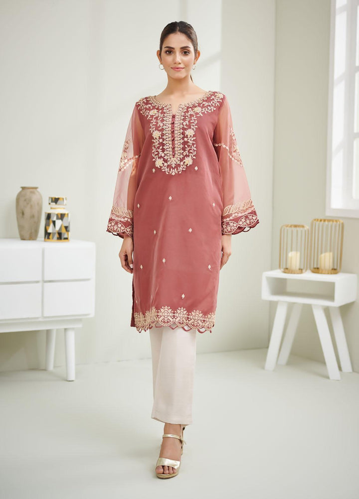Dhanak Pret Embroidered Organza Shirt DA-1606 PURPLE