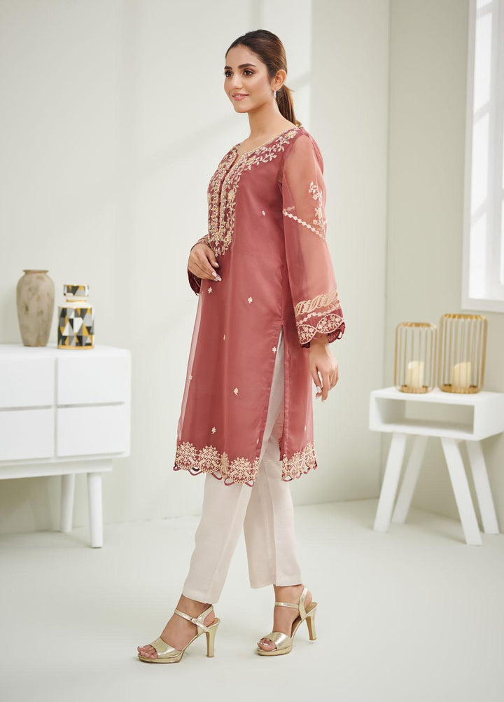 Dhanak Pret Embroidered Organza Shirt DA-1606 PURPLE