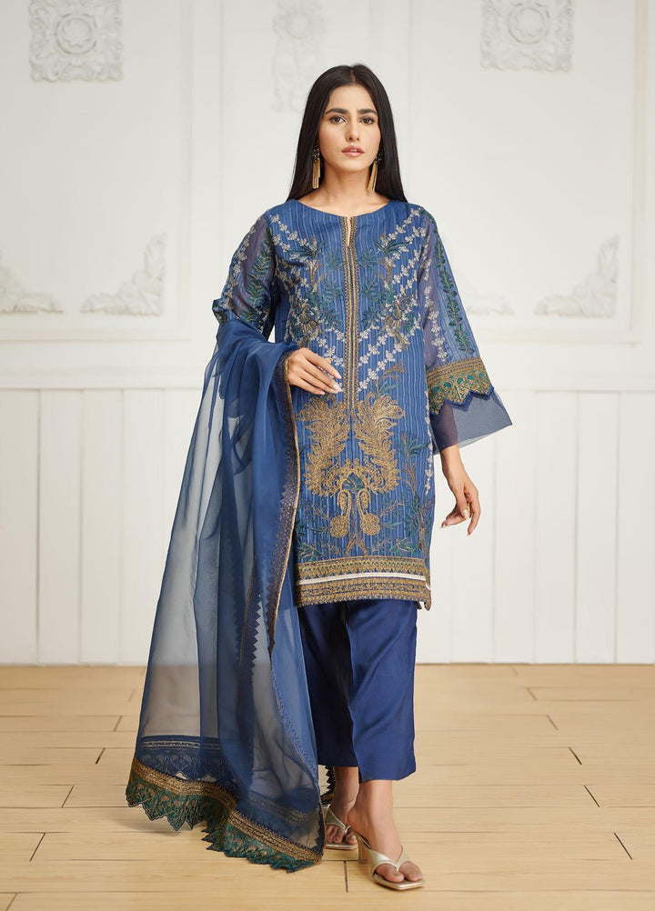 Dhanak Pret Embroidered Organza 2 Piece DA-2032 BLUE
