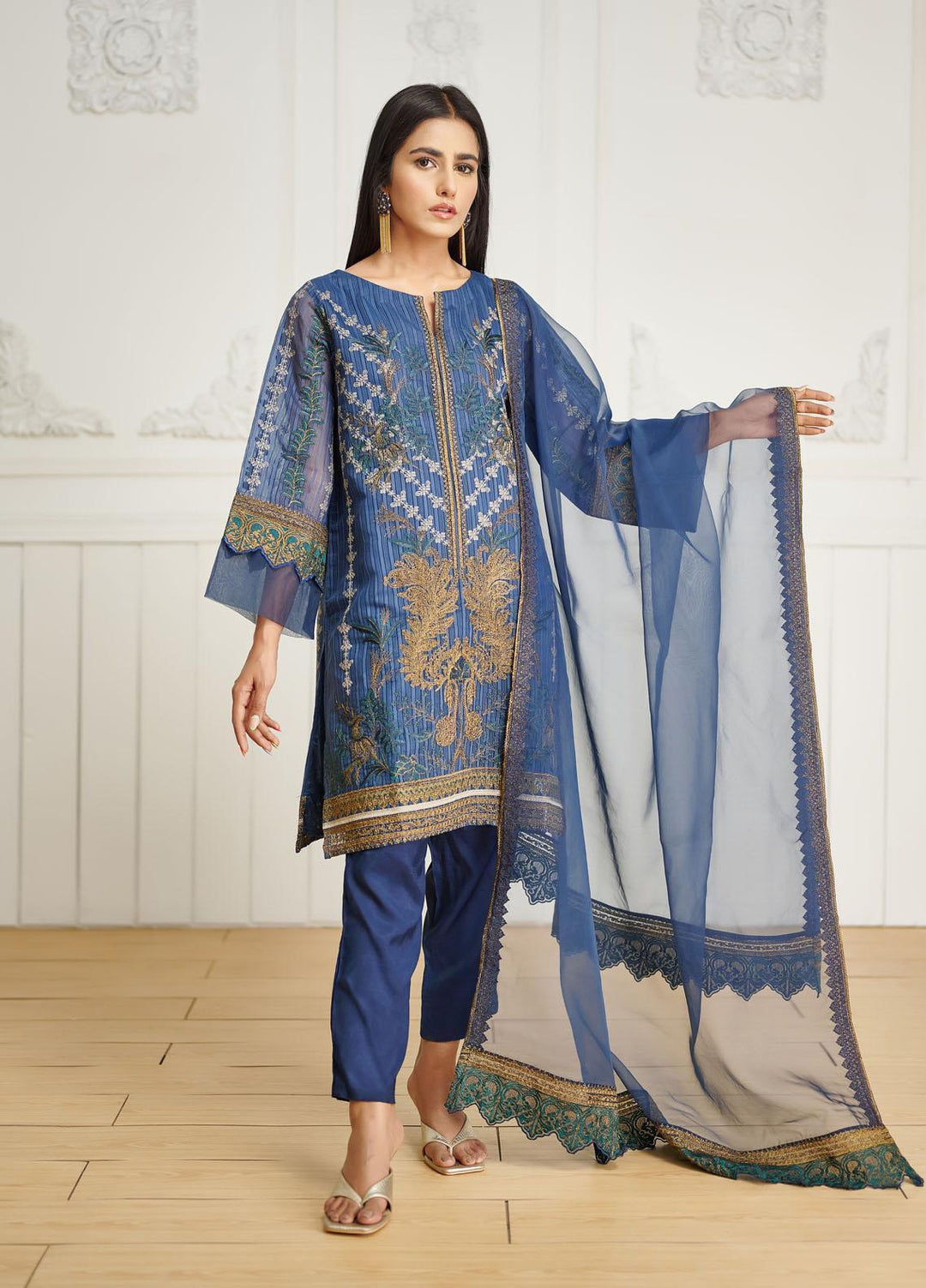 Dhanak Pret Embroidered Organza 2 Piece DA-2032 BLUE