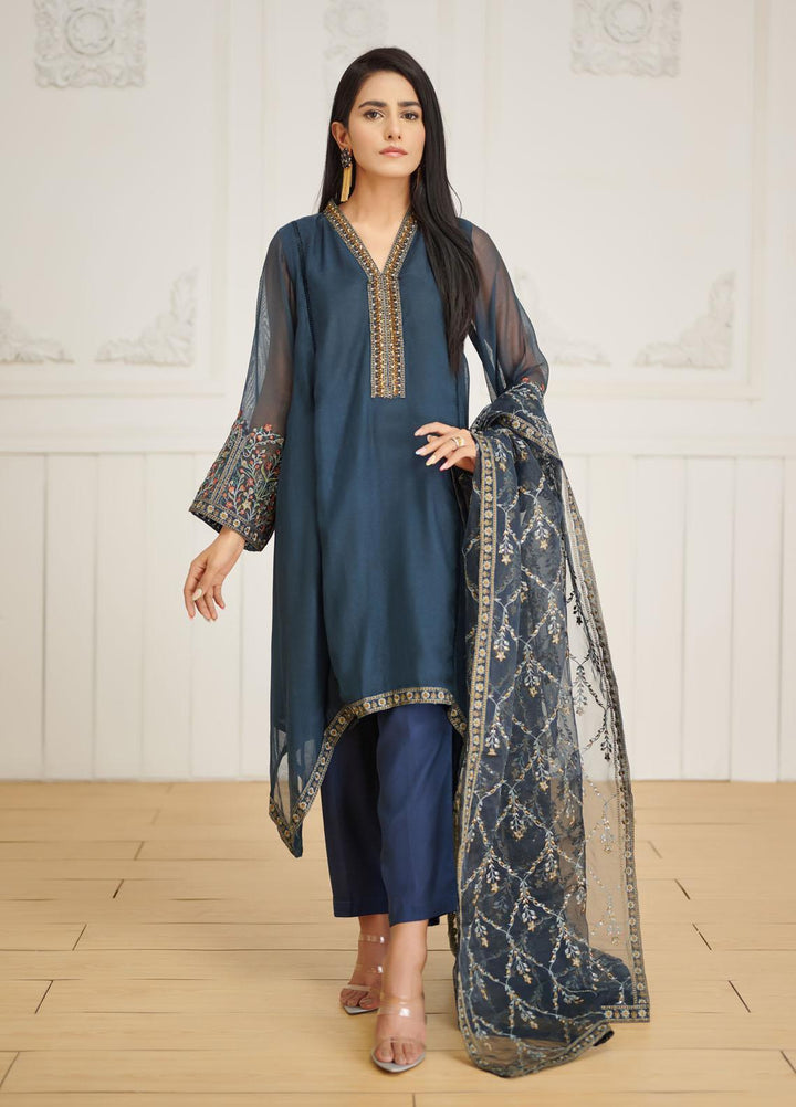 Dhanak Pret Embroidered Khaadi Net 2 Piece DA-2034 GREY