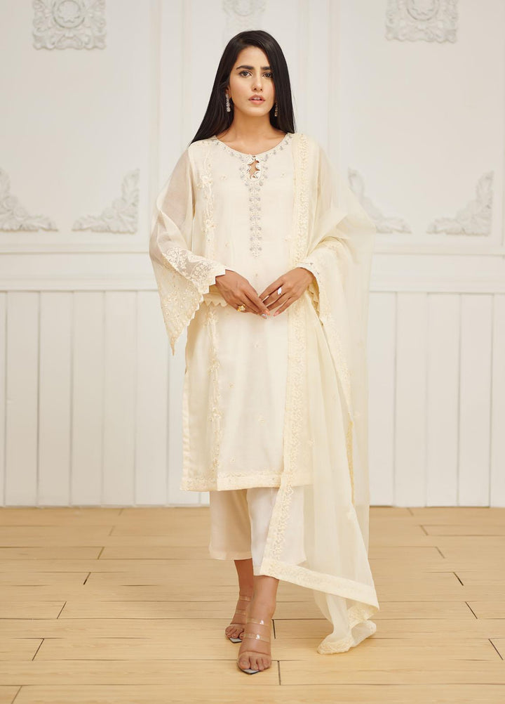 Dhanak Pret Embroidered Khaadi Net 2 Piece DA-2029 OFF WHITE