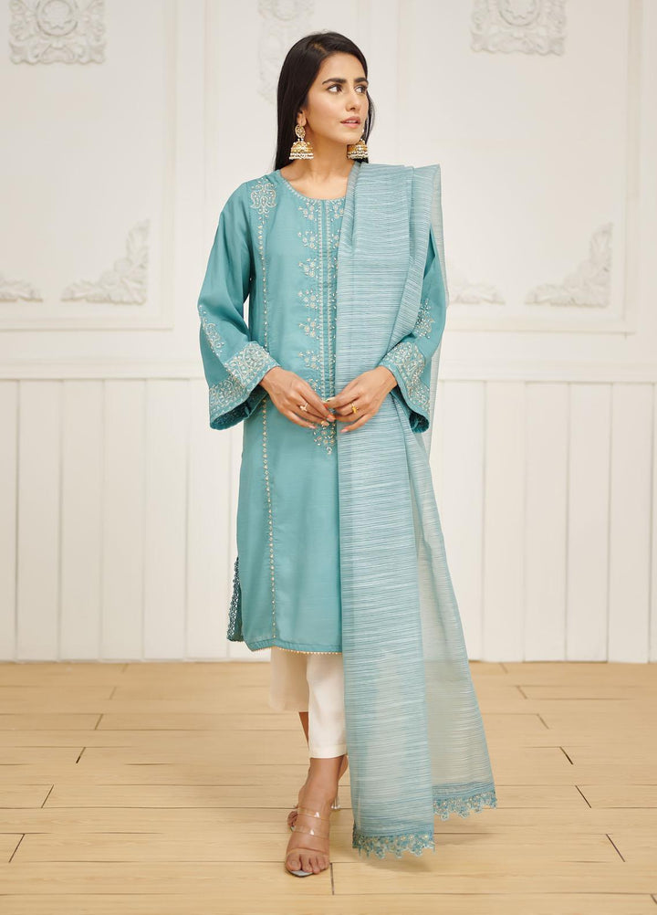 Dhanak Pret Embroidered Raw Silk 2 Piece DA-2033 C-GREEN