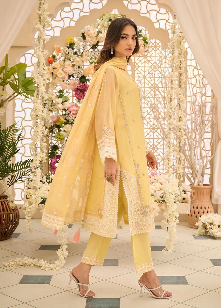 Dhanak Pret Embroidered Khaadi Net 3 Piece Suit DL-0268 YELLOW