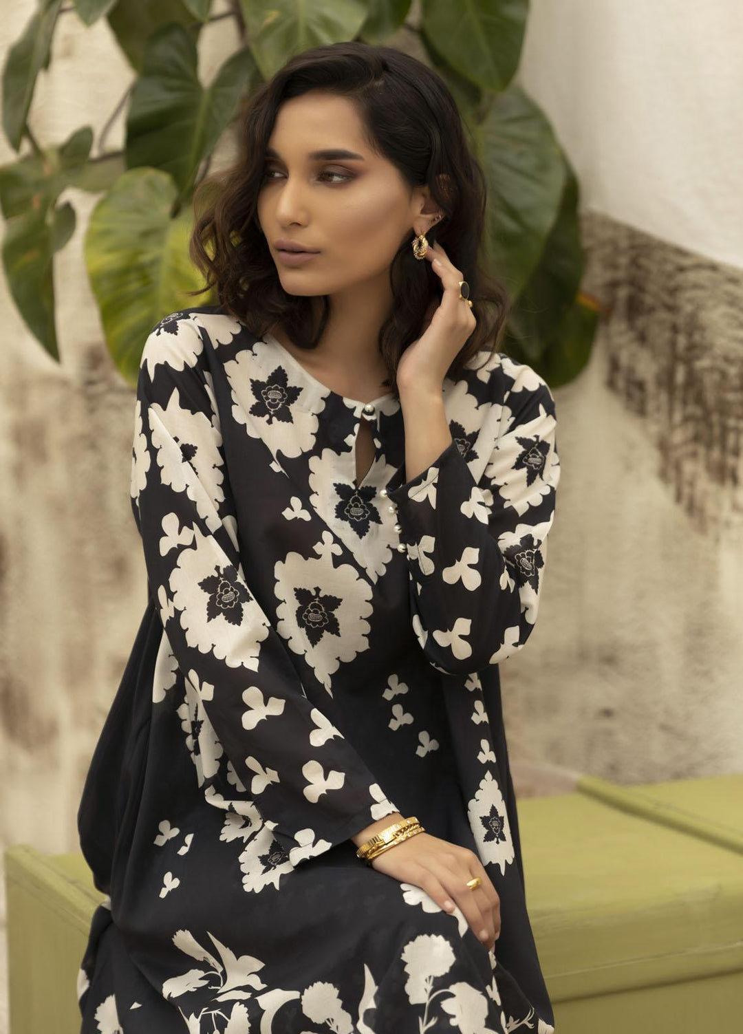 Dhanak Casual Pret Printed Lawn 2 Piece Suit DC-2132 BLACK