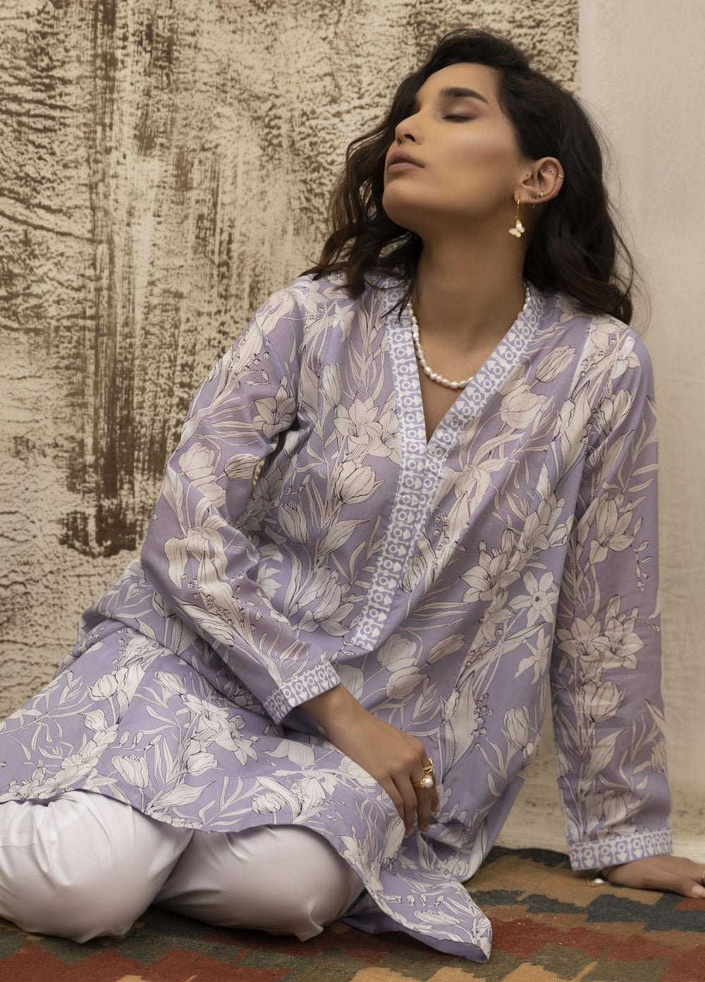 Dhanak Casual Pret Printed Lawn Shirt DC-0476 PURPLE