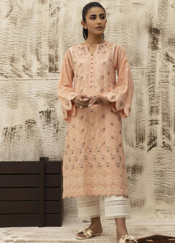 Dhanak Casual Pret Embroidered Lawn Shirt DC-0473 PEACH