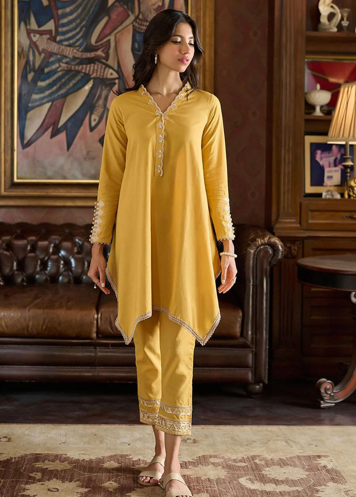 Dhanak Pret Embroidered  2 Piece Suit DC-2218 MUSTARD