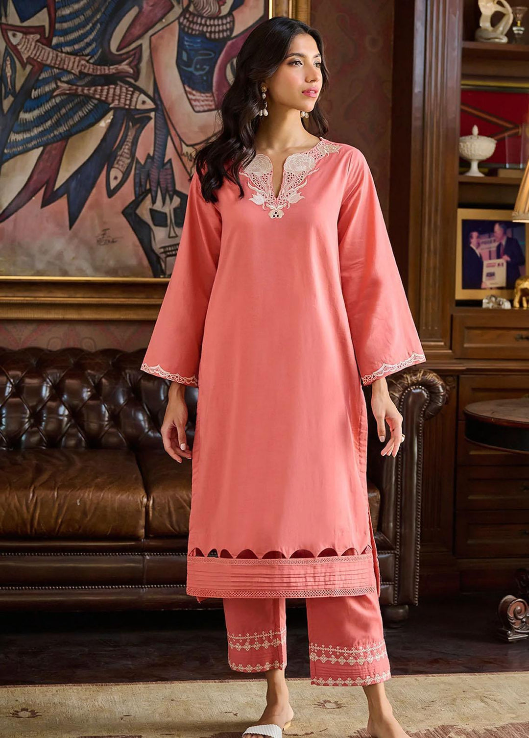 Dhanak Pret Embroidered  2 Piece Suit DC-2219 RUST