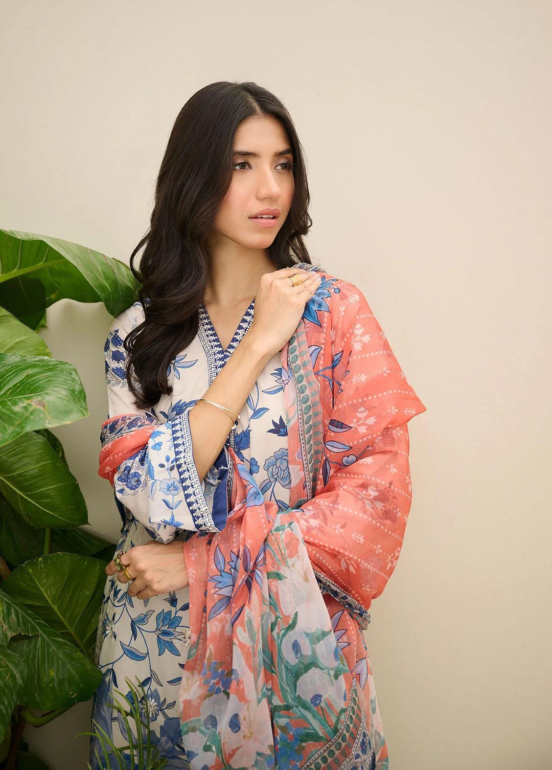 Summer Basics By Dhanak Embroidered Lawn Suits Unstitched 3 Piece DHK23SB DU-3150 WHITE - Summer Collection