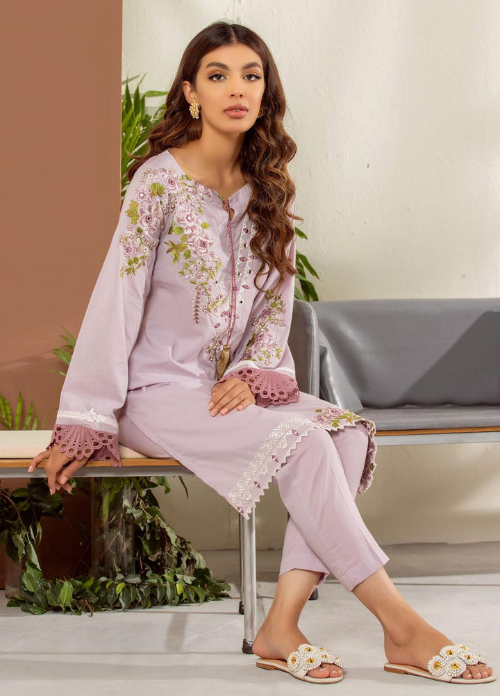 Dhanak Casual Pret Embroidered Cambric 2 Piece Suit DC-2009 L-PURPLE