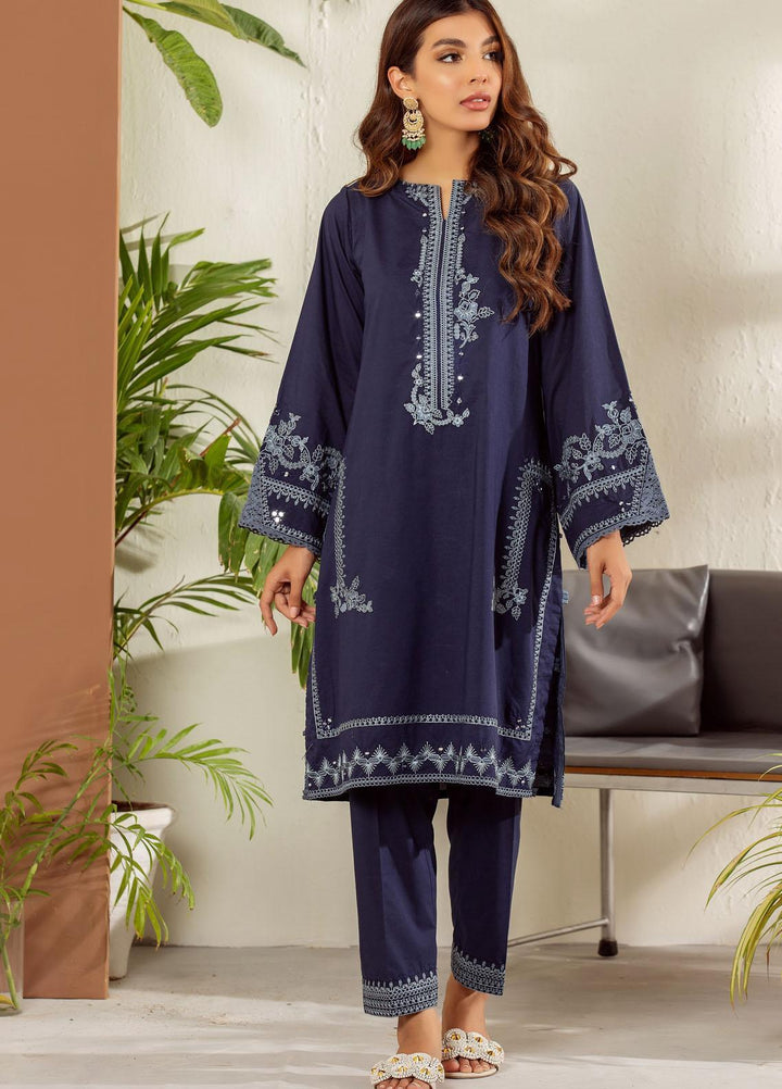 Dhanak Casual Pret Embroidered Cambric 2 Piece Suit DC-2010 BLUE