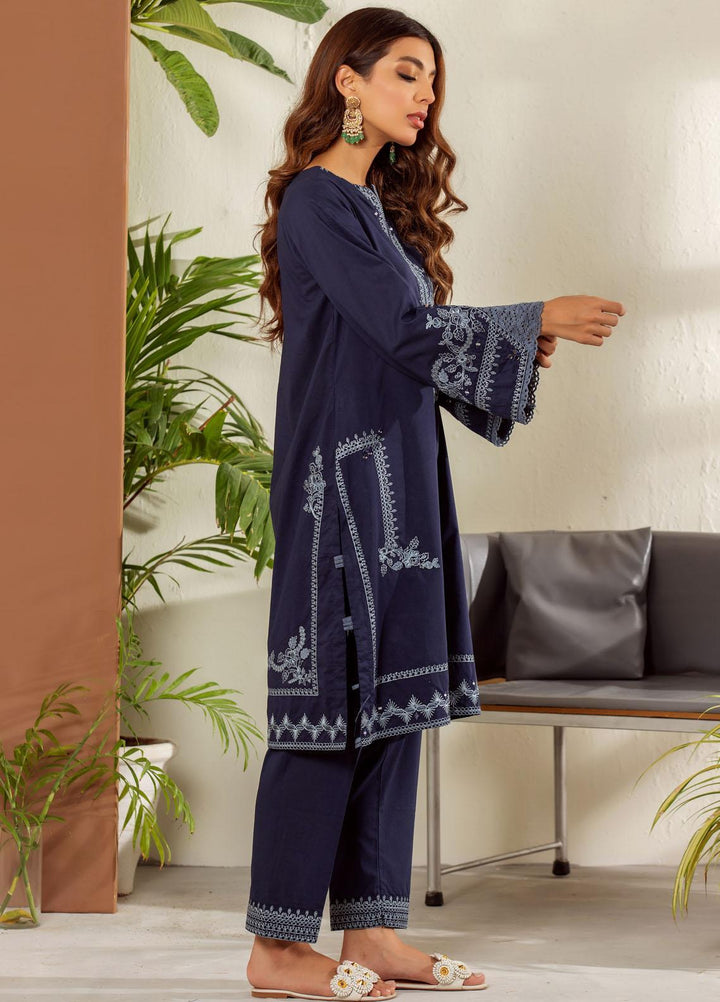 Dhanak Casual Pret Embroidered Cambric 2 Piece Suit DC-2010 BLUE