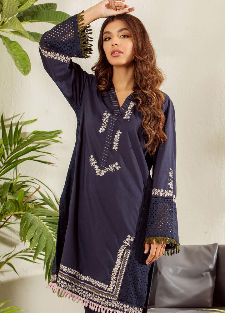 Dhanak Casual Pret Embroidered Cambric 2 Piece Suit DC-2014 NAVY BLUE