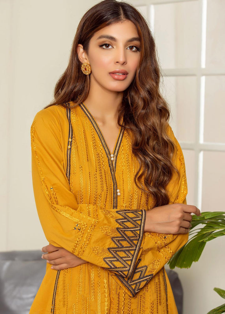 Dhanak Casual Pret Embroidered Cambric 2 Piece Suit DC-2015 YELLOW