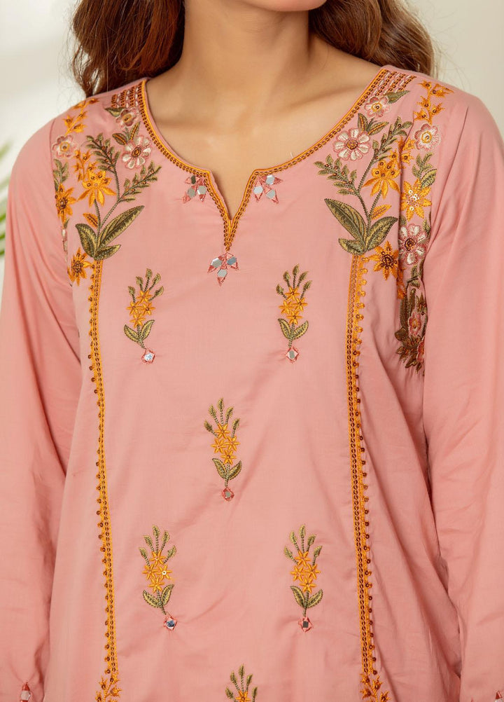 Dhanak Casual Pret Embroidered Cambric 2 Piece Suit DC-2018 PINK