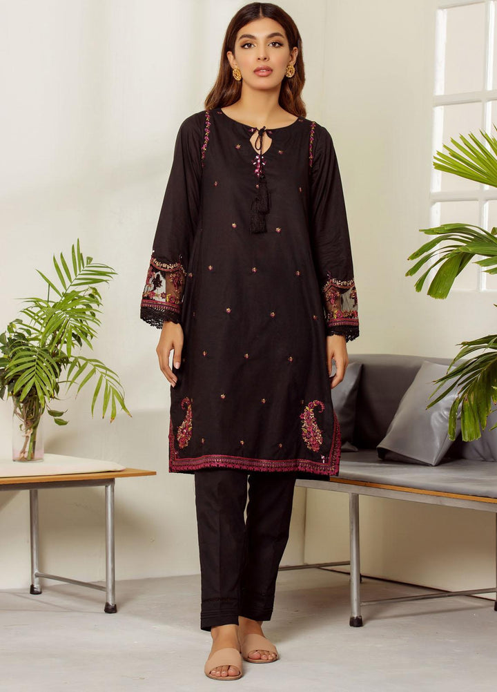 Dhanak Casual Pret Embroidered Cambric 2 Piece Suit DC-2019 BLACK